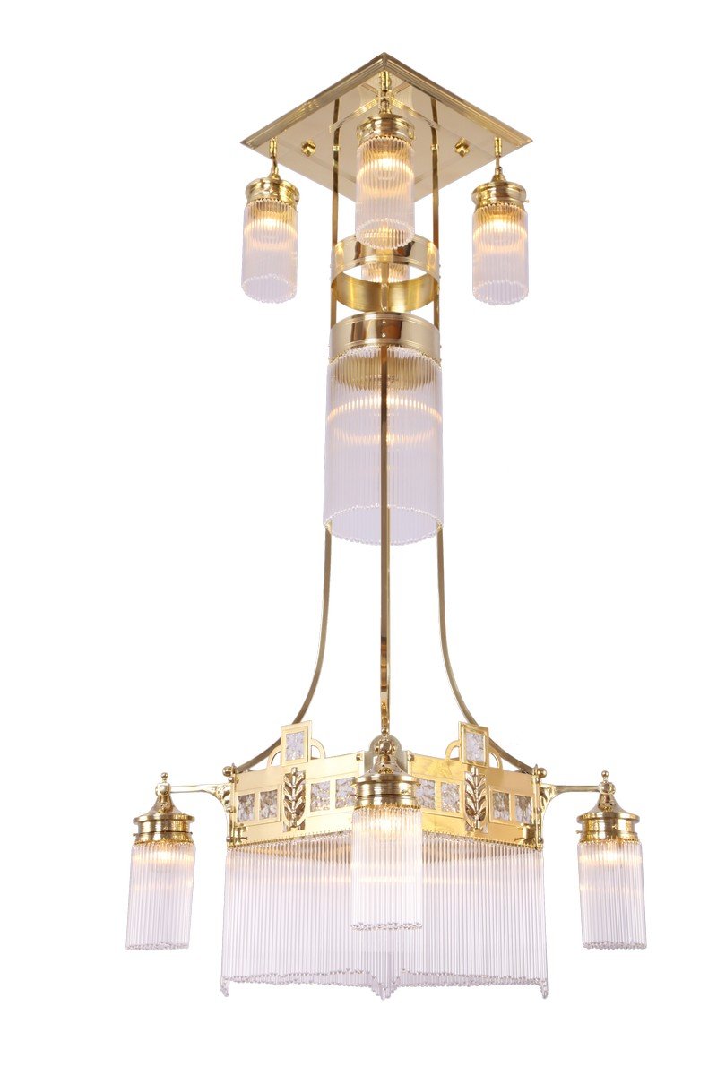 Wiener csillár I., exkluzív, kézzel készített  sárgaréz lámpa Szecessziós stílusban